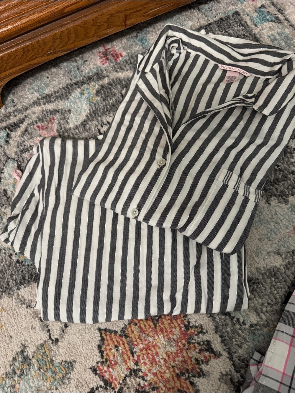 Victoria's Secret Black and White Striped pajama set Never worn.